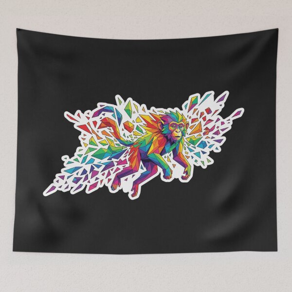 Item preview, Geometric Jumping Monkey Sticker with Colorful Trail – Dynamic Low Poly Art for Gamers designed and sold by bsbd-action.
