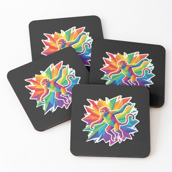 Item preview, Multicolor Geometric Dancing Chimpanzee Sticker – Funk Low Poly Design for Music Lovers designed and sold by bsbd-action.