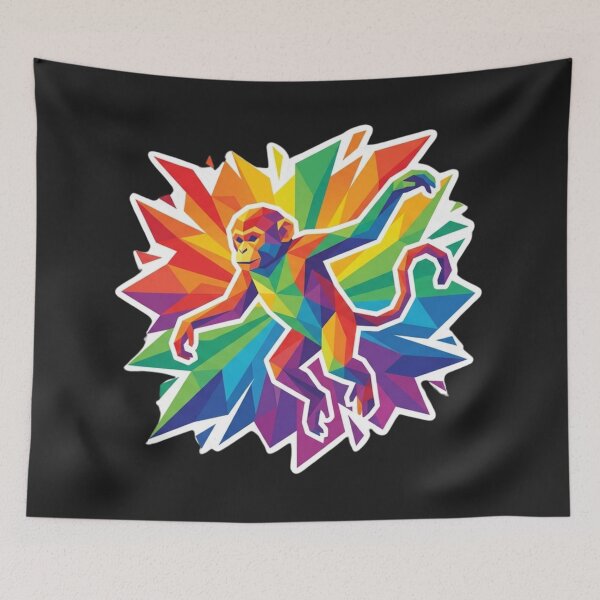 Item preview, Multicolor Geometric Dancing Chimpanzee Sticker – Funk Low Poly Design for Music Lovers designed and sold by bsbd-action.