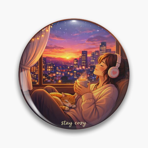 Item preview, Cozy Sunset Vibes - Lofi Girl Relaxing Aesthetic Art designed and sold by Digital Culture Studio.