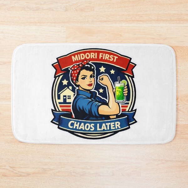 Item preview, Midori First, Chaos Later retro Rosie the Riveter Inspired Muggy & Mo Design designed and sold by MuggyandMo.