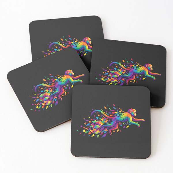 Item preview, Multicolor Geometric Running Monkey Sticker – Low Poly Speed Art for Athletes designed and sold by bsbd-action.