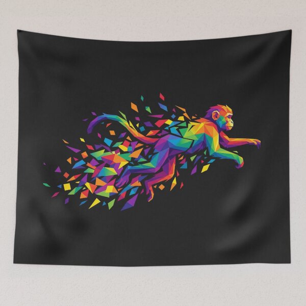 Item preview, Multicolor Geometric Running Monkey Sticker – Low Poly Speed Art for Athletes designed and sold by bsbd-action.