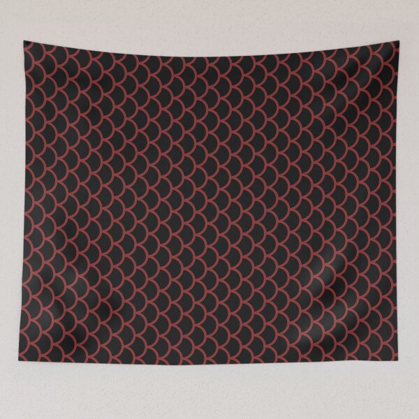 Item preview, Black And Brick Red Fish Scales Pattern designed and sold by pattern-archive.