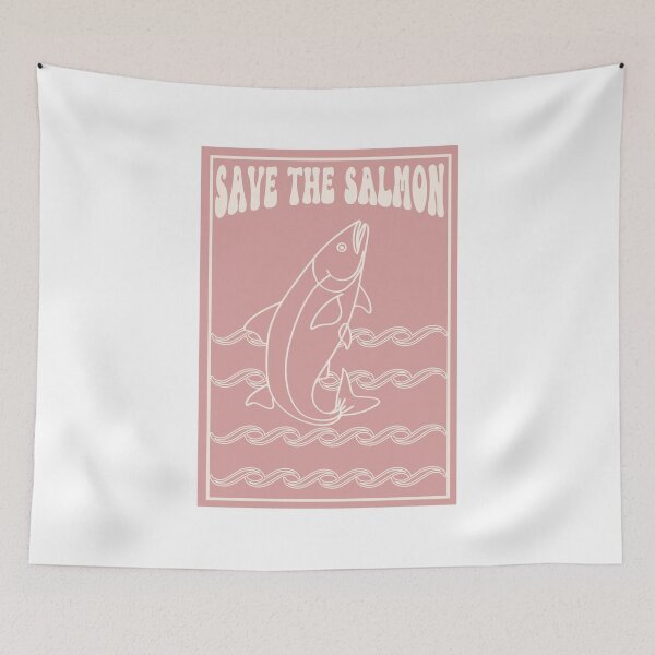 Item preview, Save the Salmon Groovy Vintage Poster designed and sold by coffeepolicy.