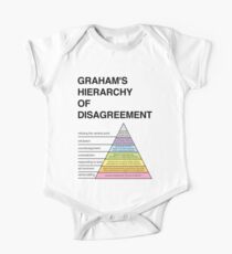 Graham's Hierarchy of Disagreement How to disagree pyramid diagram funny philosophy fallacies on white background Helvetica One Piece - Short Sleeve
