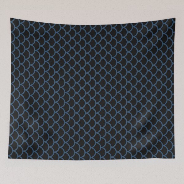 Item preview, Black And Denim Fish Scales Pattern designed and sold by pattern-archive.