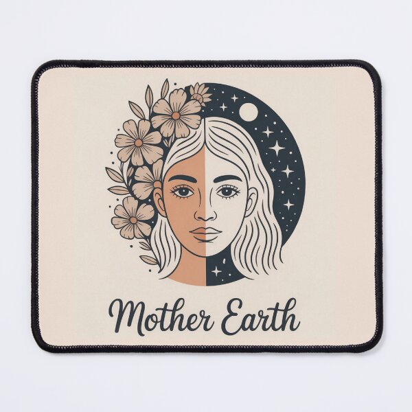Item preview, Beige Boho Mother Earth Duality Face Nature Spiritual Art designed and sold by VISO-art.