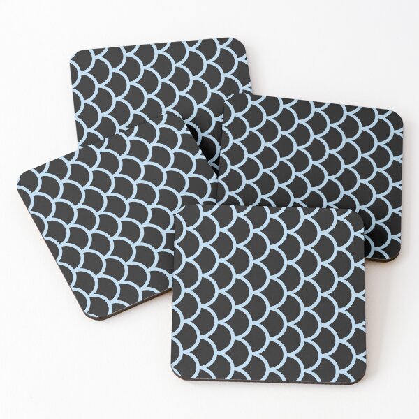 Item preview, Black And Ice Blue Fish Scales Pattern designed and sold by pattern-archive.