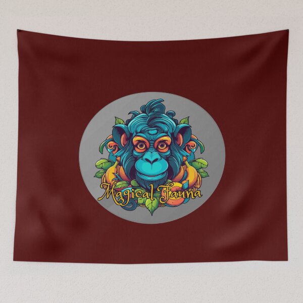 Item preview, Magical Blue Chimpanzee with Tropical Fruit Art designed and sold by Shaimaa Moustafa.