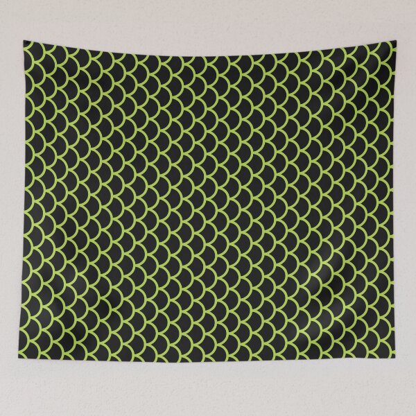 Item preview, Black And Lime Fish Scales Pattern designed and sold by pattern-archive.