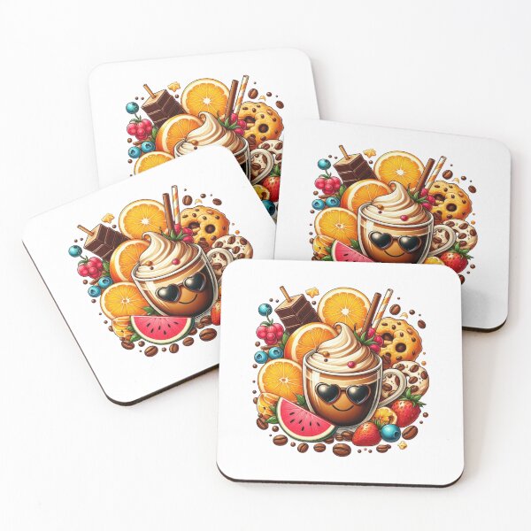 Item preview, Cute Smiling Coffee Cup with Fruit & Sweets designed and sold by Lulunza.