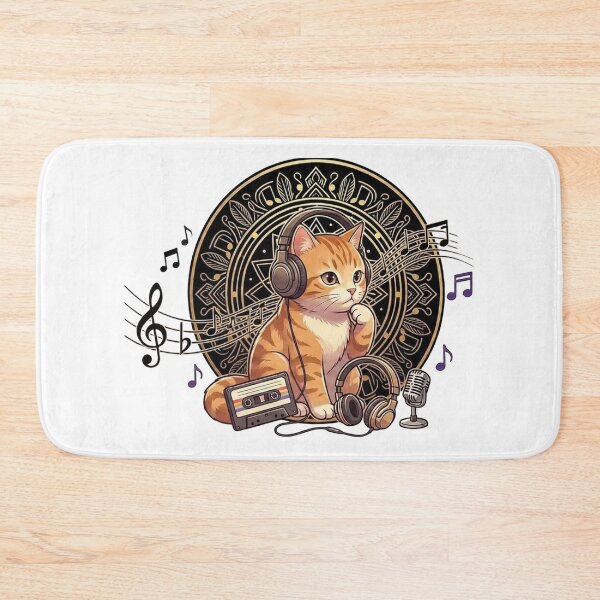 Item preview, Orange Cat Music Lover Retro Art designed and sold by MusicalmeStudio.