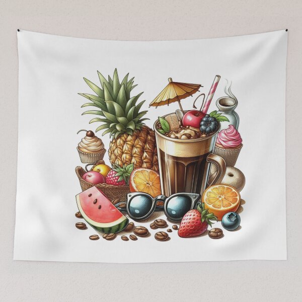 Item preview, Summer Iced Coffee with Fruit & Sunglasses Art designed and sold by Lulunza.
