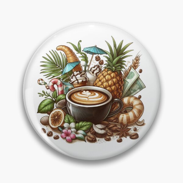 Item preview, Coffee Cup Surrounded by Pineapple & Sweet Treats designed and sold by Lulunza.