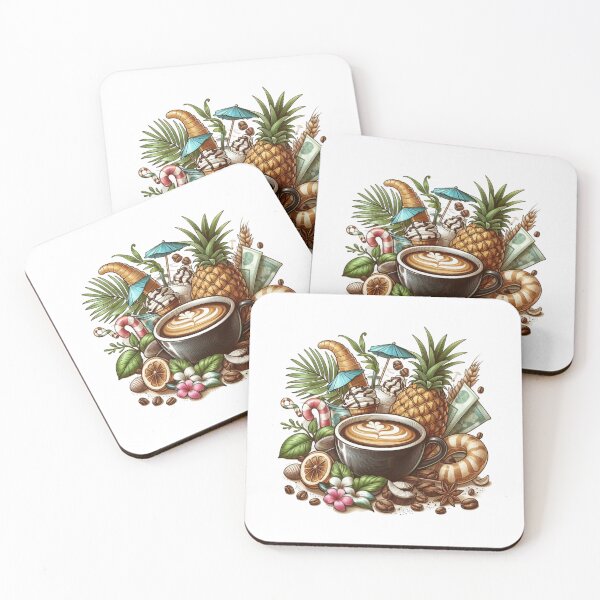 Item preview, Coffee Cup Surrounded by Pineapple & Sweet Treats designed and sold by Lulunza.