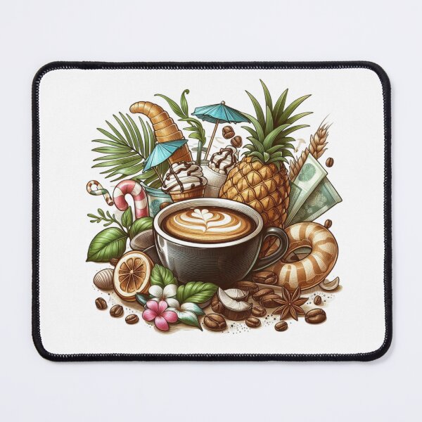Item preview, Coffee Cup Surrounded by Pineapple & Sweet Treats designed and sold by Lulunza.