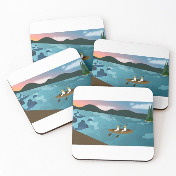 Item preview, Quiet River at Sunset | Atmospheric Boat Landscape Illustration designed and sold by MartaSousaLps.