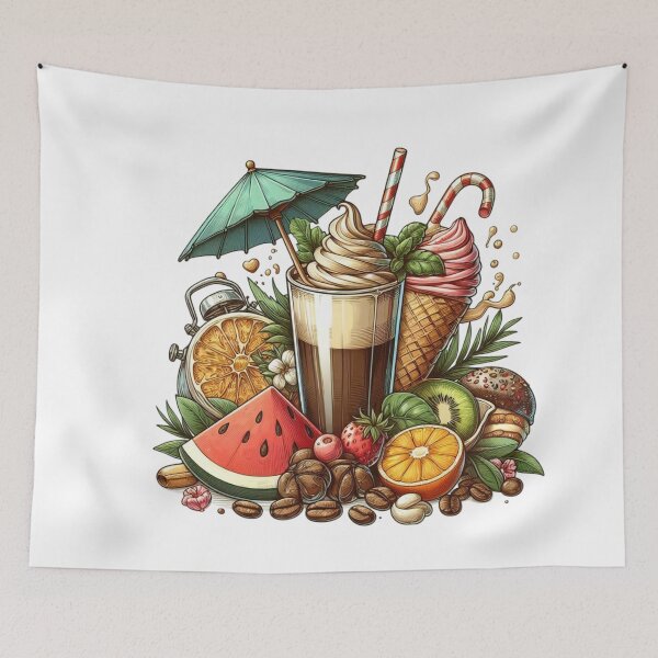 Item preview, Morning Coffee Bliss with Fruit, Mint & Alarm Clock designed and sold by Lulunza.