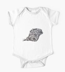Seashell Print Beach Minimalist, Oriental Zen, Sumi e, ink, ocean, sea life, bay, harbor, beach, modern decor, coastal, watercolor, black white, mermaid, pearl One Piece - Short Sleeve