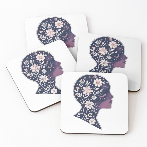 Item preview, Blooming head Boho Mother Earth flowers stars in the head spirit soul psyche Face Nature Spiritual Art designed and sold by VISO-art.