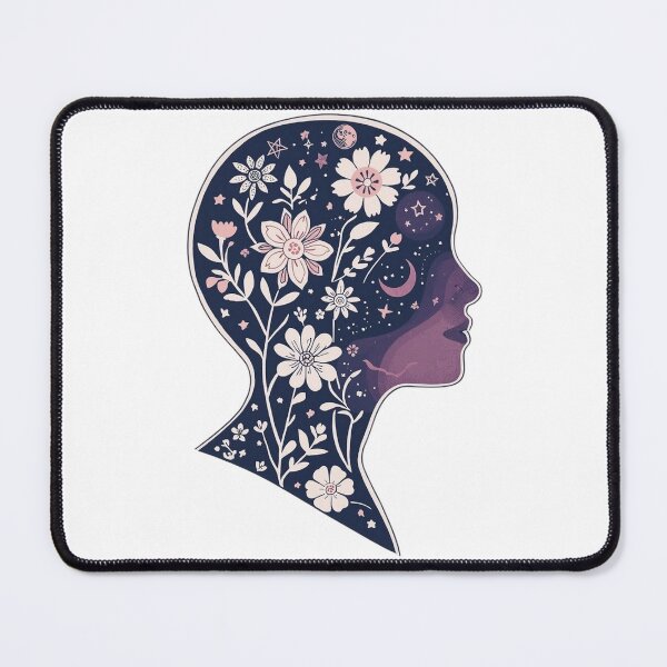 Item preview, Blooming head Boho Mother Earth flowers stars in the head spirit soul psyche Face Nature Spiritual Art designed and sold by VISO-art.