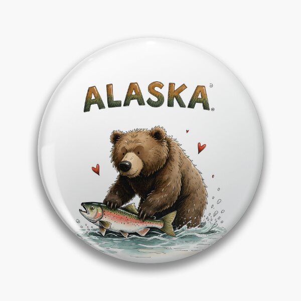 Item preview, Cute Alaska bear hunting salmon designed and sold by pixeldizajn.