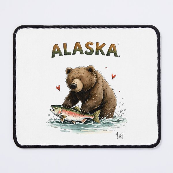 Item preview, Cute Alaska bear hunting salmon designed and sold by pixeldizajn.