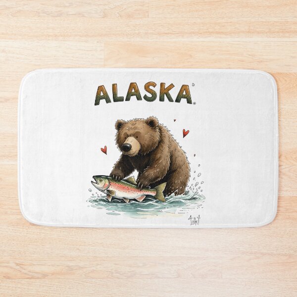 Item preview, Cute Alaska bear hunting salmon designed and sold by pixeldizajn.