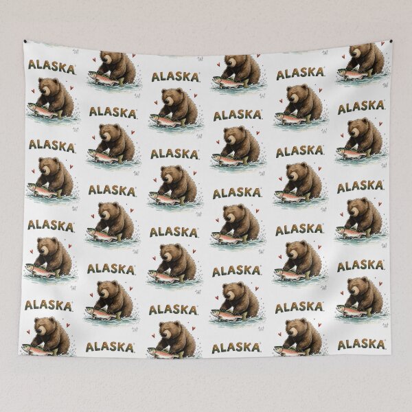 Item preview, Cute Alaska bear hunting salmon designed and sold by pixeldizajn.