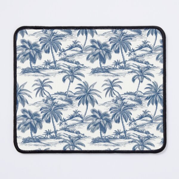 Item preview, Vintage Blue Palm Tree Toile de Jouy, Coastal Chinoiserie Tropical Palm Pattern, Mediterranean Blue Tropical Toile Print, Antique Blue Sketch Palm Trees, Elegant Navy Tropical Island Aesthetic designed and sold by VivaFy.