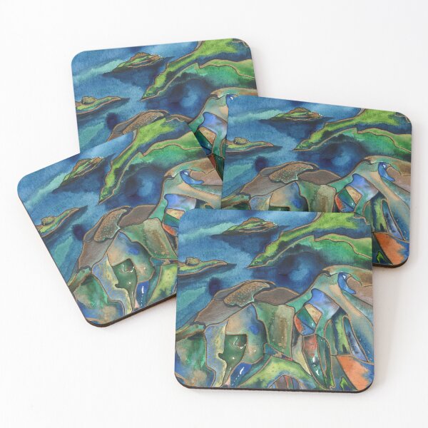Item preview, Abstract Landscape Coastal Sea Vibrant Watercolour Original designed and sold by Cass Harker Studio.