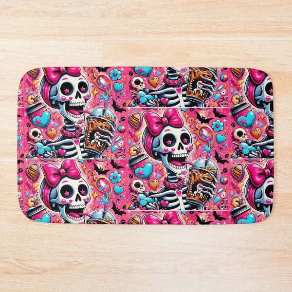 Item preview, Aesthetic Pink Goth Skeleton Girl Drinking Iced Coffee - Y2K Starry Heart Art designed and sold by Lulunza.