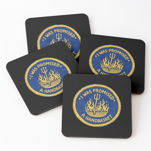 Item preview, I Was Promised A Handbasket Funny Sarcastic Retro Badge designed and sold by Ali-printshop.
