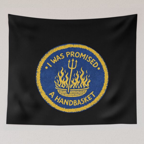 Item preview, I Was Promised A Handbasket Funny Sarcastic Retro Badge designed and sold by Ali-printshop.