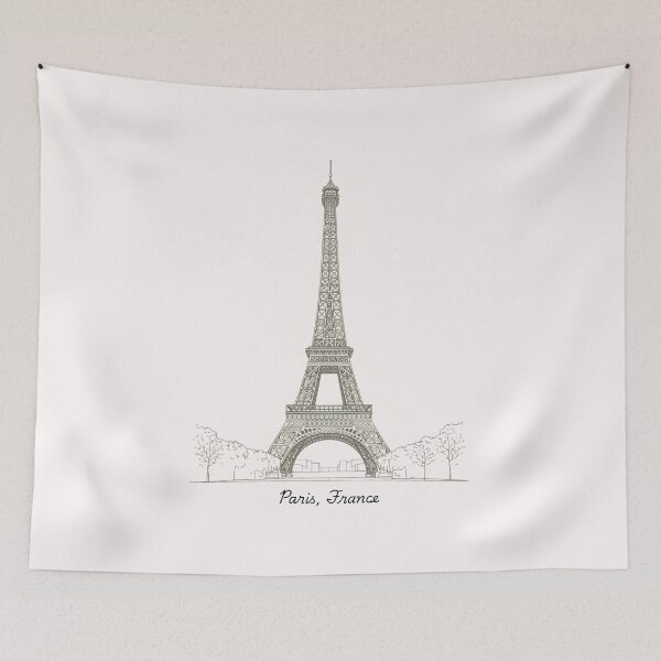 Item preview, Eiffel Tower Architectural Line Drawing — Detailed Sketch Blueprint Paris Black White Art Print France Gift designed and sold by Sixième Studio.