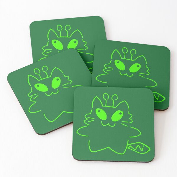 Item preview, Funny Cute Green Alien Cat Doodle designed and sold by PickledjoArt.