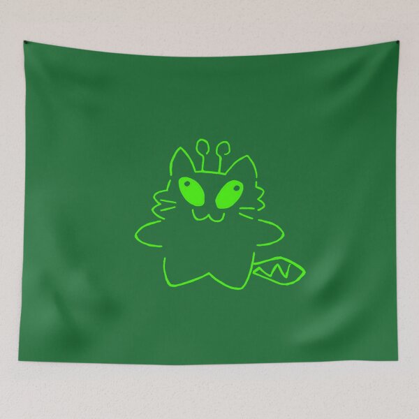 Item preview, Funny Cute Green Alien Cat Doodle designed and sold by PickledjoArt.