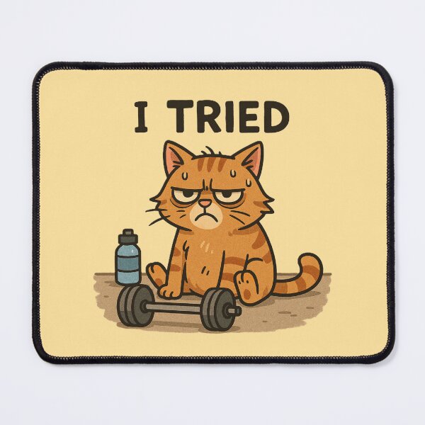Item preview, I Tried Cat Gym, Funny Lazy Workout Meme designed and sold by AYACHI90.