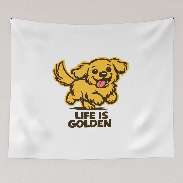 Item preview, Life is Golden - Golden Retriever Cartoon designed and sold by PickledjoArt.