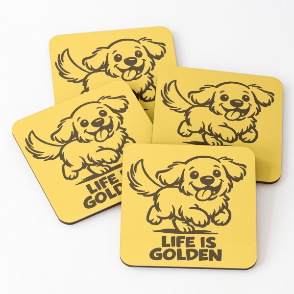 Item preview, Life is Golden - Golden Retriever Cartoon designed and sold by PickledjoArt.