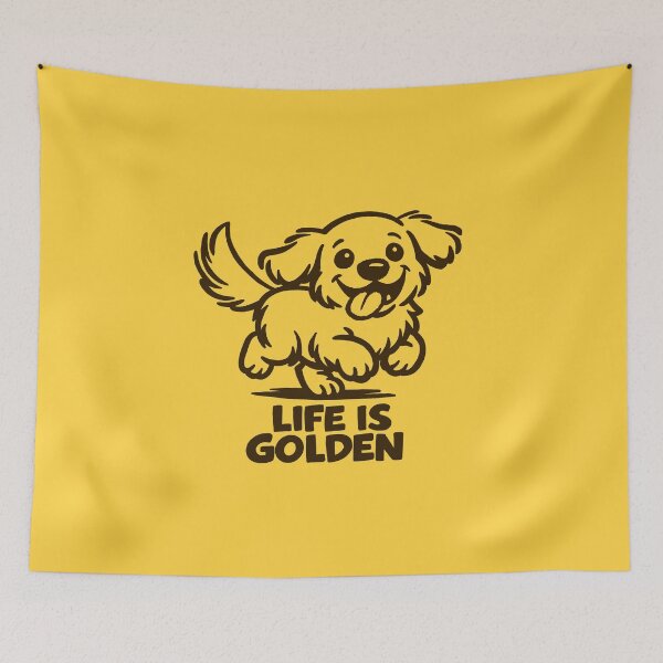 Item preview, Life is Golden - Golden Retriever Cartoon designed and sold by PickledjoArt.