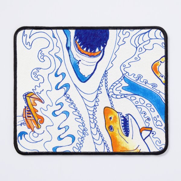 Item preview, Neon Shark Jaws Ink & Watercolour Quirky Original Art designed and sold by Cass Harker Studio.