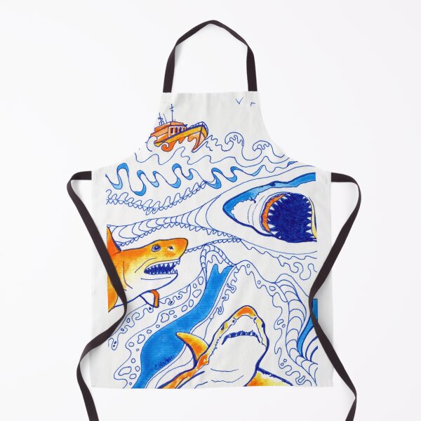Item preview, Neon Shark Jaws Ink & Watercolour Quirky Original Art designed and sold by Cass Harker Studio.