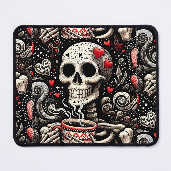 Item preview, Vintage Gothic Skeleton Drinking Coffee - Dark Aesthetic Hearts Doodle Art designed and sold by Lulunza.
