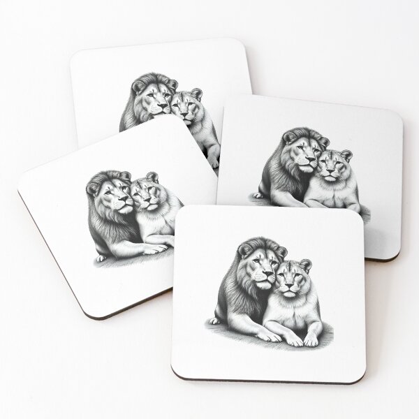 Item preview, ​Royal Couple - Majestic Lion and Lioness Pencil Sketch designed and sold by Spectrum Art Gallery.