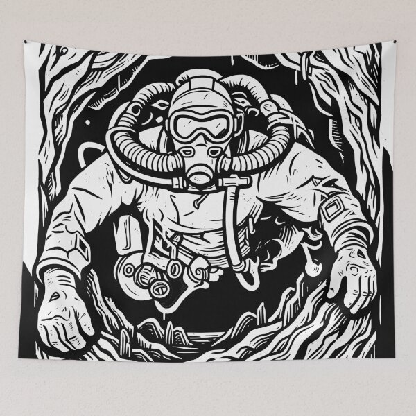 Item preview, Cave Diver Linotype Print Cave Diving  designed and sold by veryarticulated.