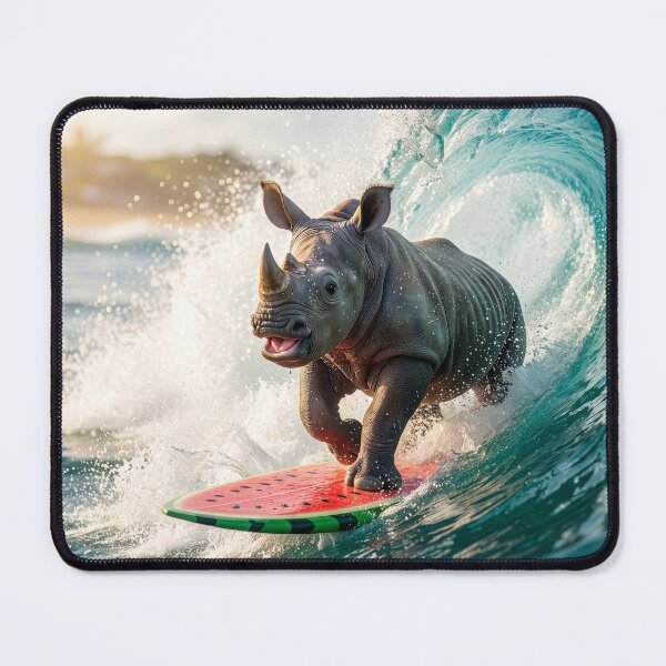 Item preview, Young Rhino Surfs the Waves designed and sold by Tridentulus.