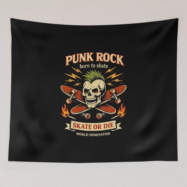 Item preview, Skateboard Skull Punk Rock T-Shirt designed and sold by Matinez Pink.