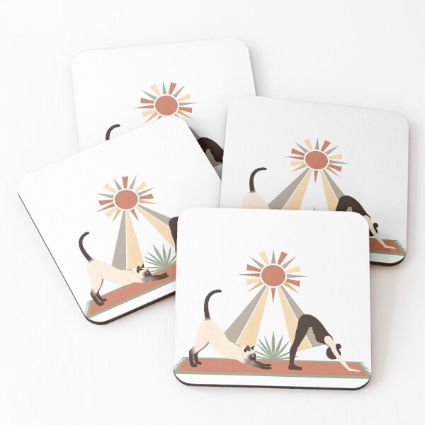 Item preview, Yoga with Cat Under Boho Sun – Minimalist Wellness Aesthetic Illustration designed and sold by InfinitePawBond.